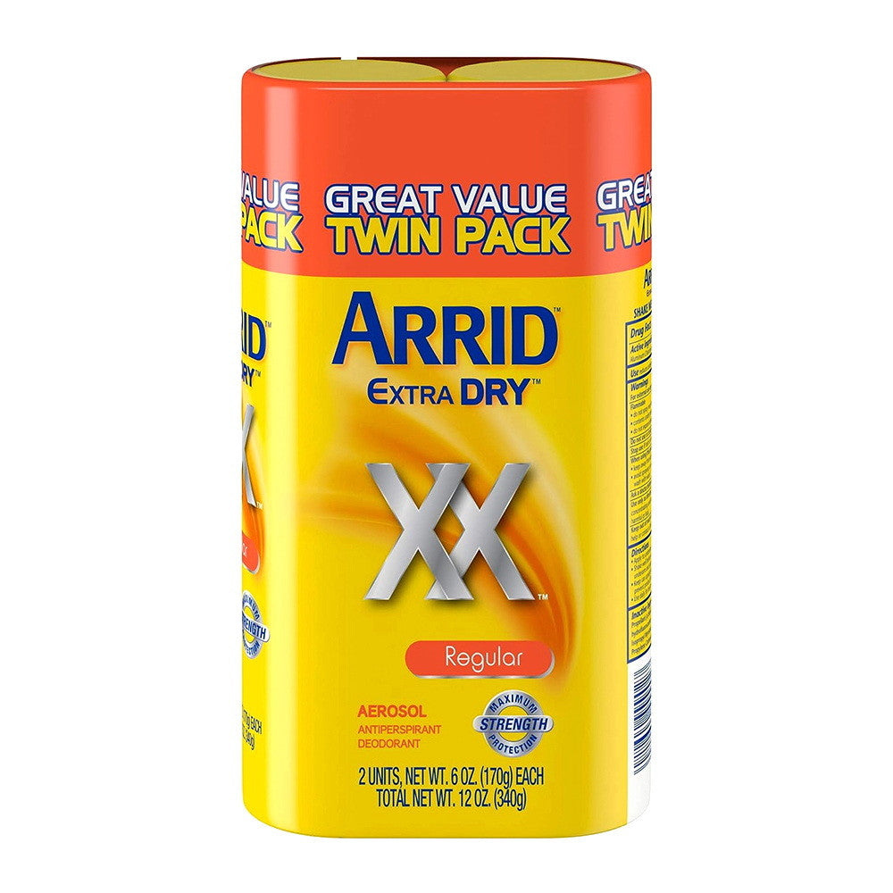 Arrid Extra Dry XX Aerosol Antiperspirant Deodorant, Regular, Twin Pack, 1 Ea